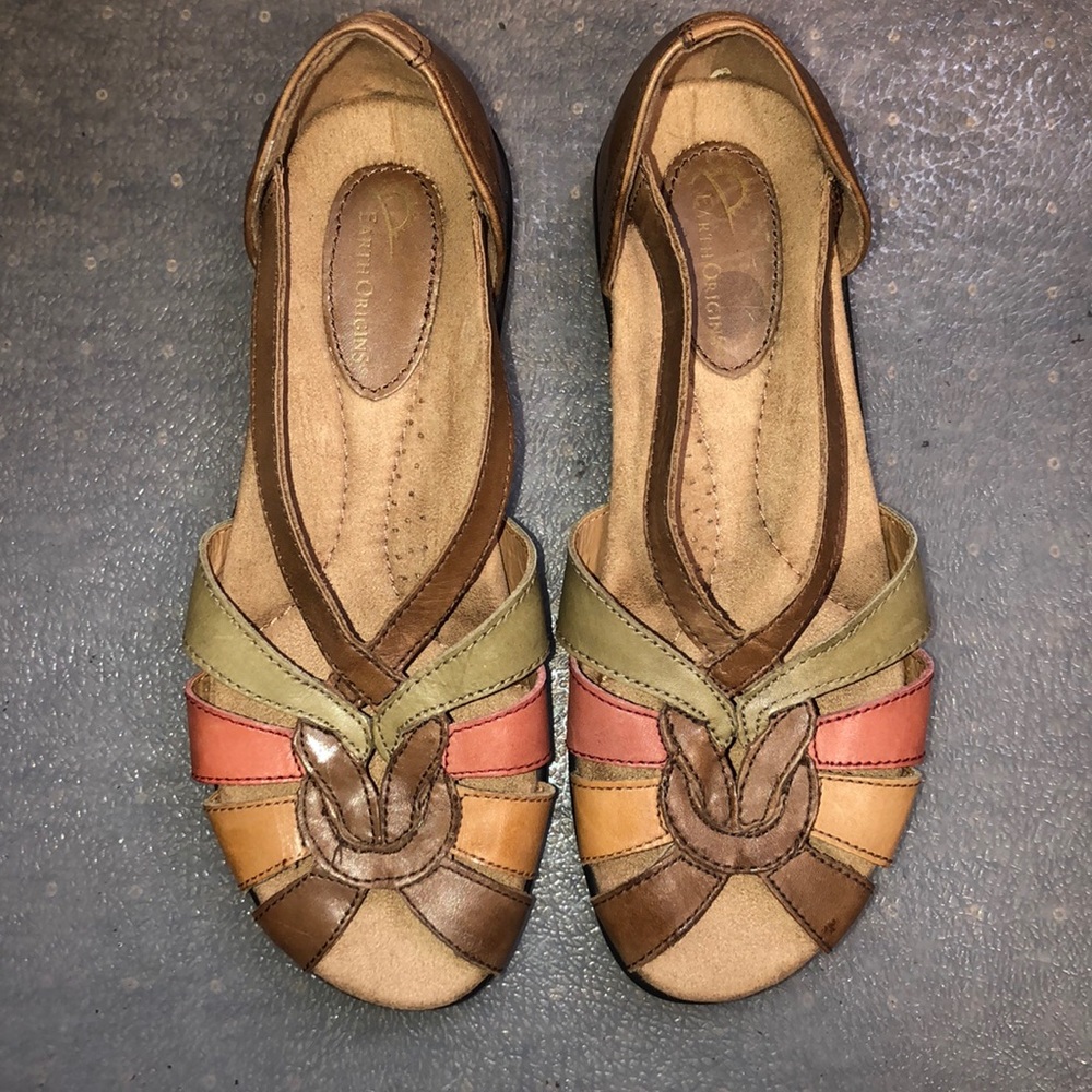Earth Origins Multicolor Leather Sandals — Brown, Olive, Coral, Tan